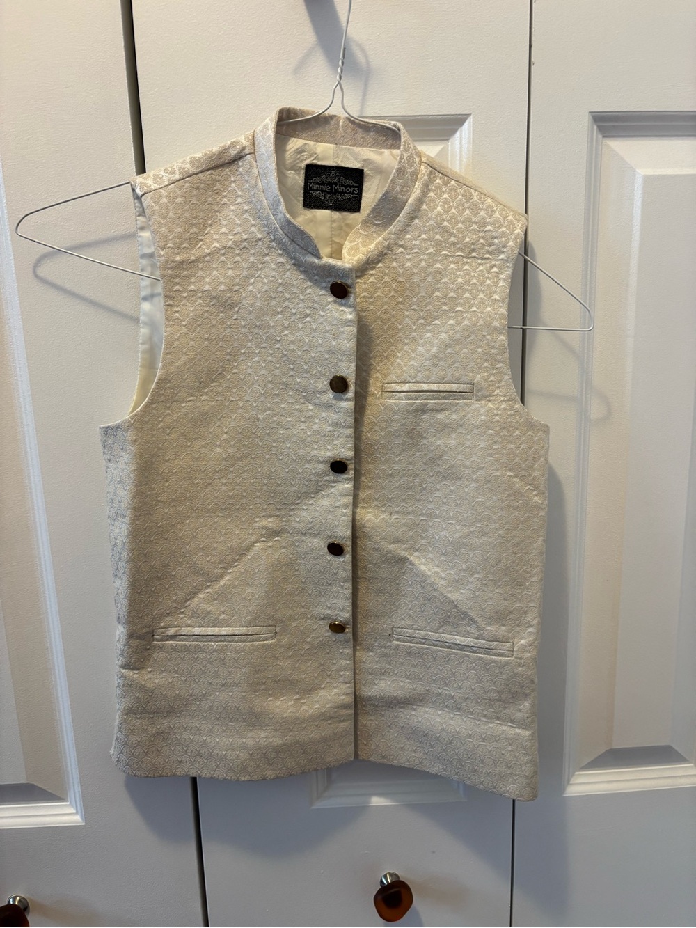 Brand New With Tags Minnie Minors Off White Waist Coat Vest 9/10 Y